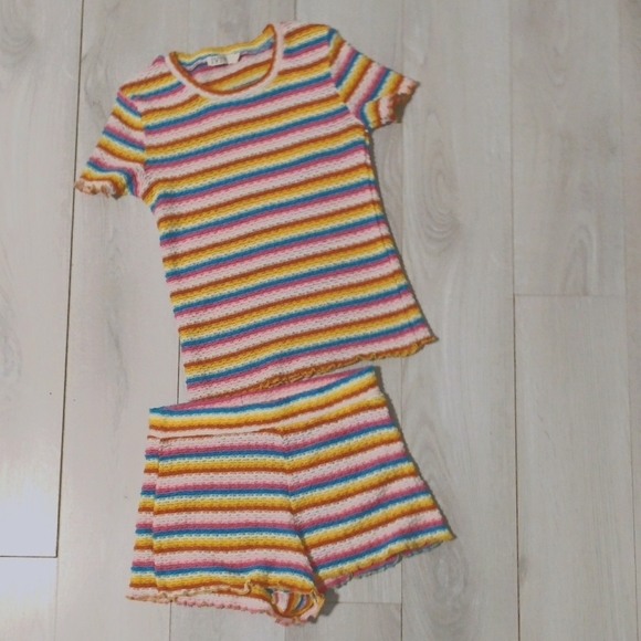 Nasty Gal Tops - NASTY GAL Rainbow Crotchet Knit Set